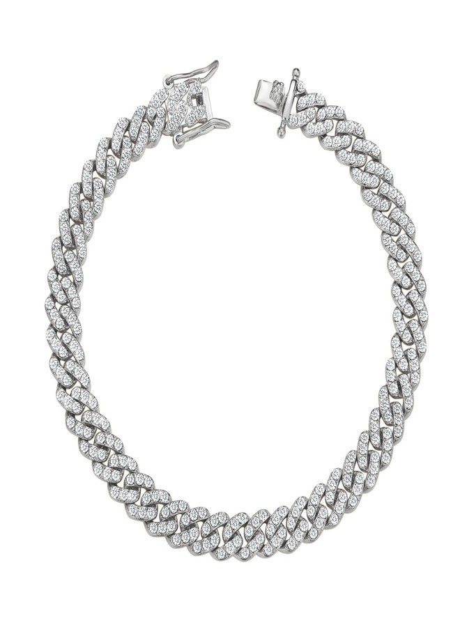 BLBLJERY 9mm Cuban Link Anklets for Women Plus Size Large Ankle Bracelets Gold Silver Rhinestone Diamond Bling Anklets Women 9inch - Image 1